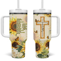 Uplifting Christian Faith Sunflower Tumbler With Handle Bible Verse Affirmations Botanical
