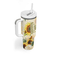 Uplifting Christian Faith Sunflower Tumbler With Handle Bible Verse Affirmations Botanical