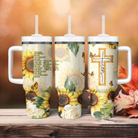 Uplifting Christian Faith Sunflower Tumbler With Handle Bible Verse Affirmations Botanical