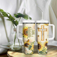 Uplifting Christian Faith Sunflower Tumbler With Handle Bible Verse Affirmations Botanical