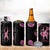 Personalized Breast Cancer Warrior Support 4 in 1 Can Cooler Tumbler Custom Name Pink Ribbon Sunflower American Flag