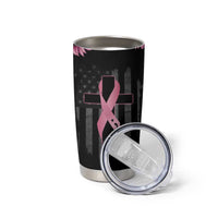 Personalized Breast Cancer Warrior Support Tumbler Cup Custom Name Pink Ribbon Sunflower American Flag
