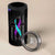 Personalized Suicide Prevention Awareness 4 in 1 Can Cooler Tumbler Custom Name Teal and Purple Ribbon Sunflower American Flag