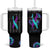 Personalized Suicide Prevention Awareness Tumbler With Handle Custom Name Teal and Purple Ribbon Sunflower American Flag