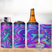 Personalized Suicide Prevention Awareness 4 in 1 Can Cooler Tumbler Custom Name Stay Semicolon Butterfiles Teal and Purple Hologram