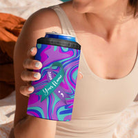 Personalized Suicide Prevention Awareness 4 in 1 Can Cooler Tumbler Custom Name Stay Semicolon Butterfiles Teal and Purple Hologram
