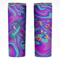 Personalized Suicide Prevention Awareness Skinny Tumbler Custom Name Stay Semicolon Butterfiles Teal and Purple Hologram