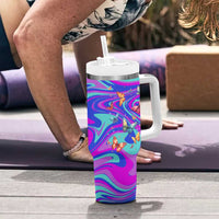Personalized Suicide Prevention Awareness Tumbler With Handle Custom Name Stay Semicolon Butterfiles Teal and Purple Hologram