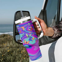 Personalized Suicide Prevention Awareness Tumbler With Handle Custom Name Stay Semicolon Butterfiles Teal and Purple Hologram