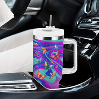 Personalized Suicide Prevention Awareness Tumbler With Handle Custom Name Stay Semicolon Butterfiles Teal and Purple Hologram