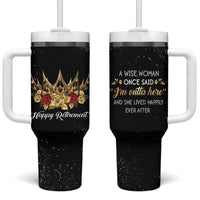 Funny Retirement Tumbler With Handle A Wise Women Once Said I'm Outta Here And She Lived Happily Ever After - Wonder Print Shop