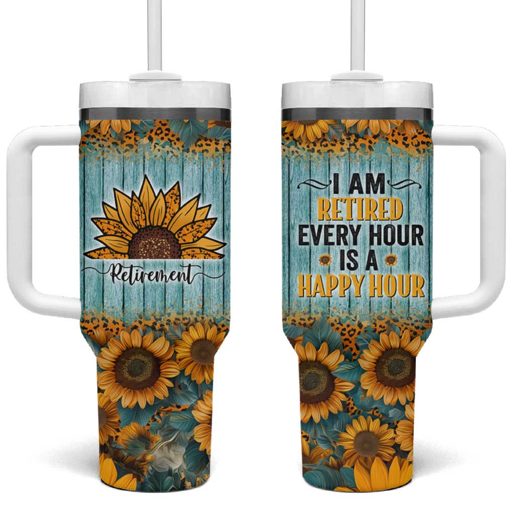 Funny Retirement Gifts For Women Tumbler With Handle Retired Every Hour Is A Happy Hour - Wonder Print Shop