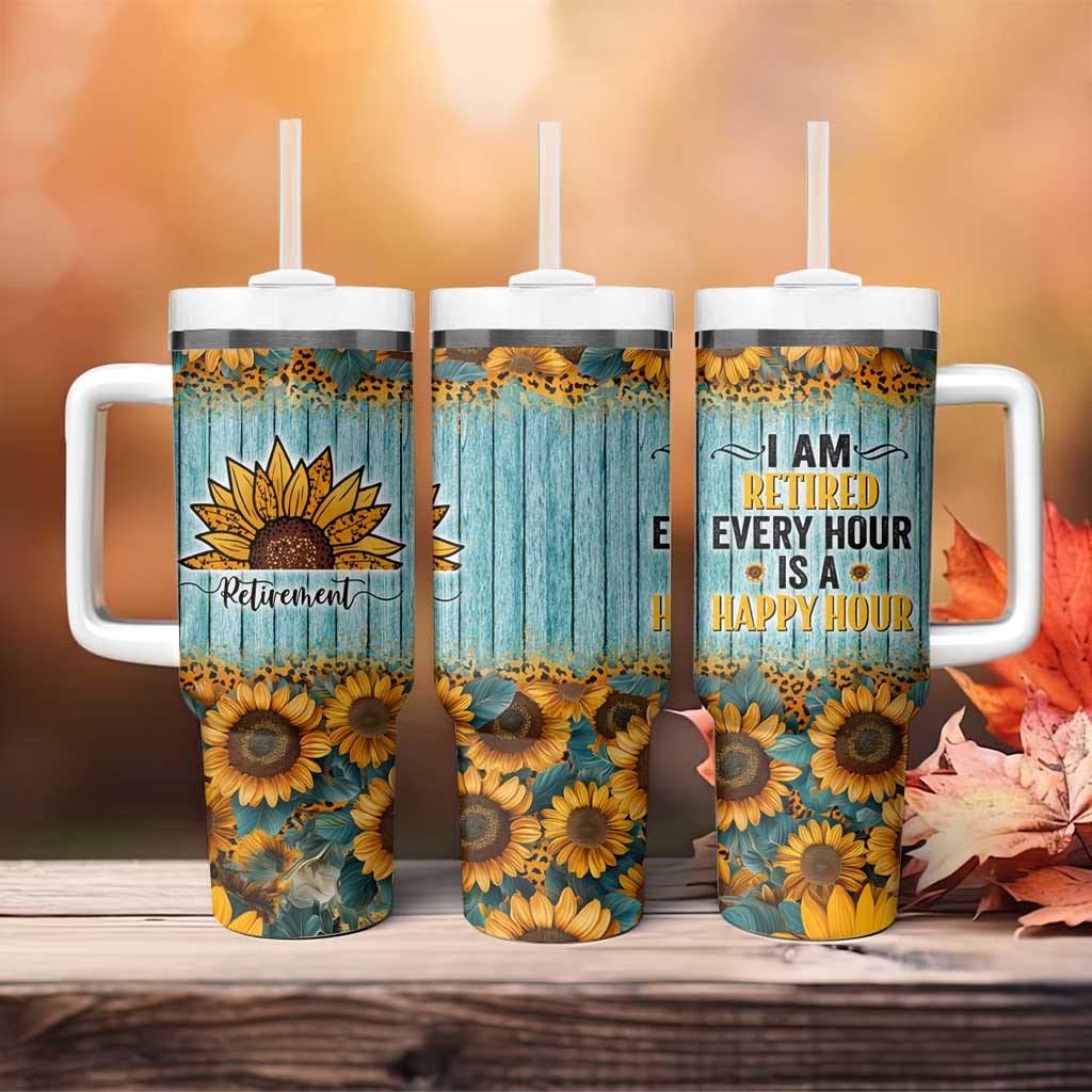 Funny Retirement Gifts For Women Tumbler With Handle Retired Every Hour Is A Happy Hour - Wonder Print Shop