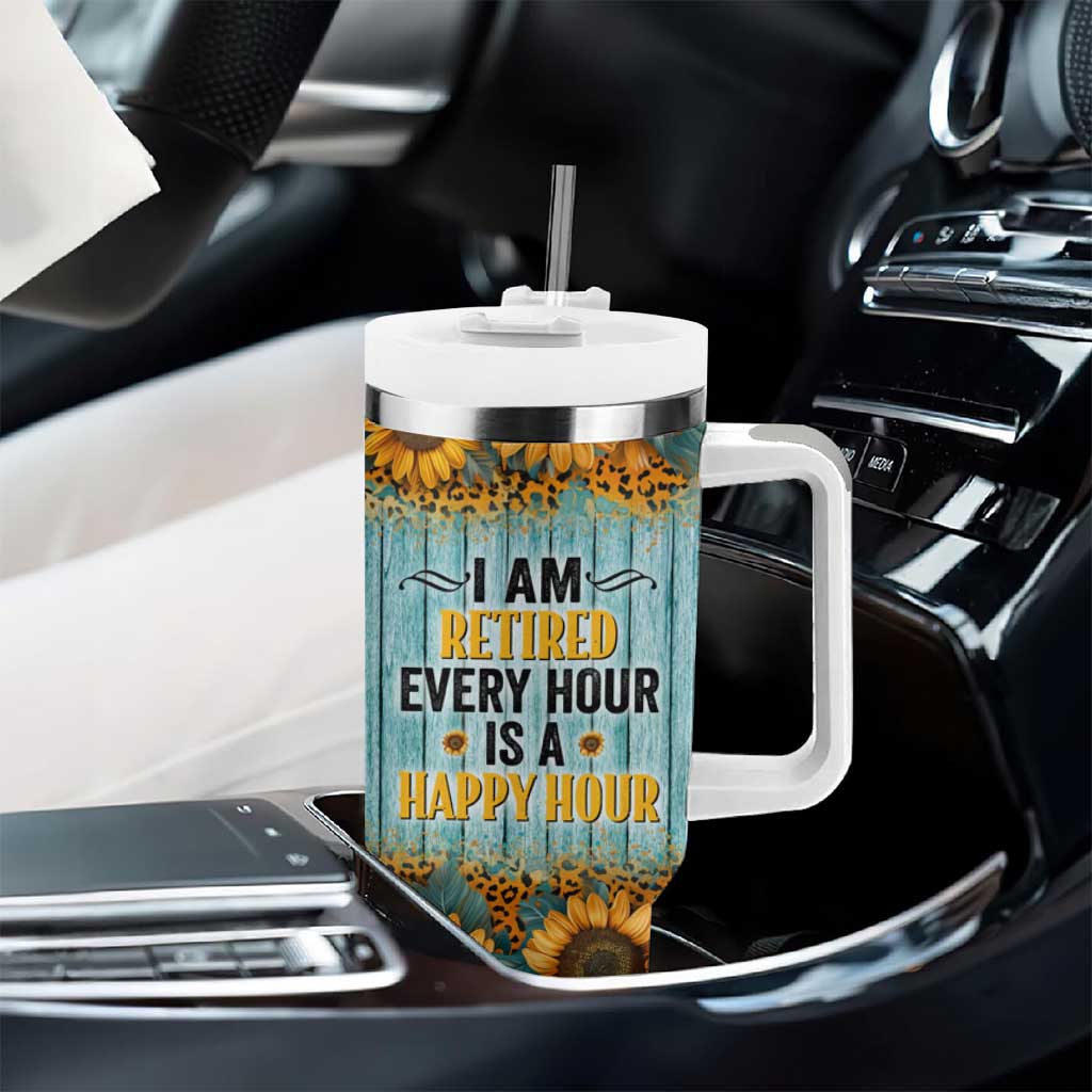 Funny Retirement Gifts For Women Tumbler With Handle Retired Every Hour Is A Happy Hour - Wonder Print Shop
