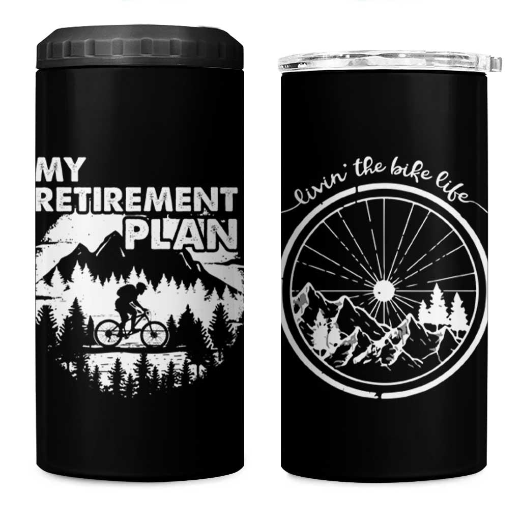 Retirement Gifts For Men 4 in 1 Can Cooler Tumbler My Retirement Plan Bicycle Biker Living The Bike Life - Wonder Print Shop