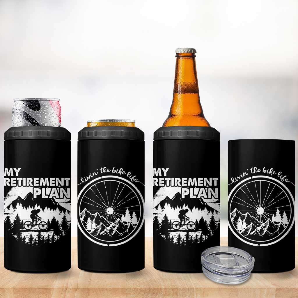 Retirement Gifts For Men 4 in 1 Can Cooler Tumbler My Retirement Plan Bicycle Biker Living The Bike Life - Wonder Print Shop
