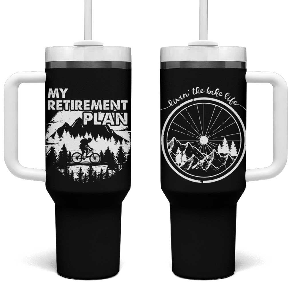 Retirement Gifts For Men Tumbler With Handle My Retirement Plan Bicycle Biker Living The Bike Life - Wonder Print Shop