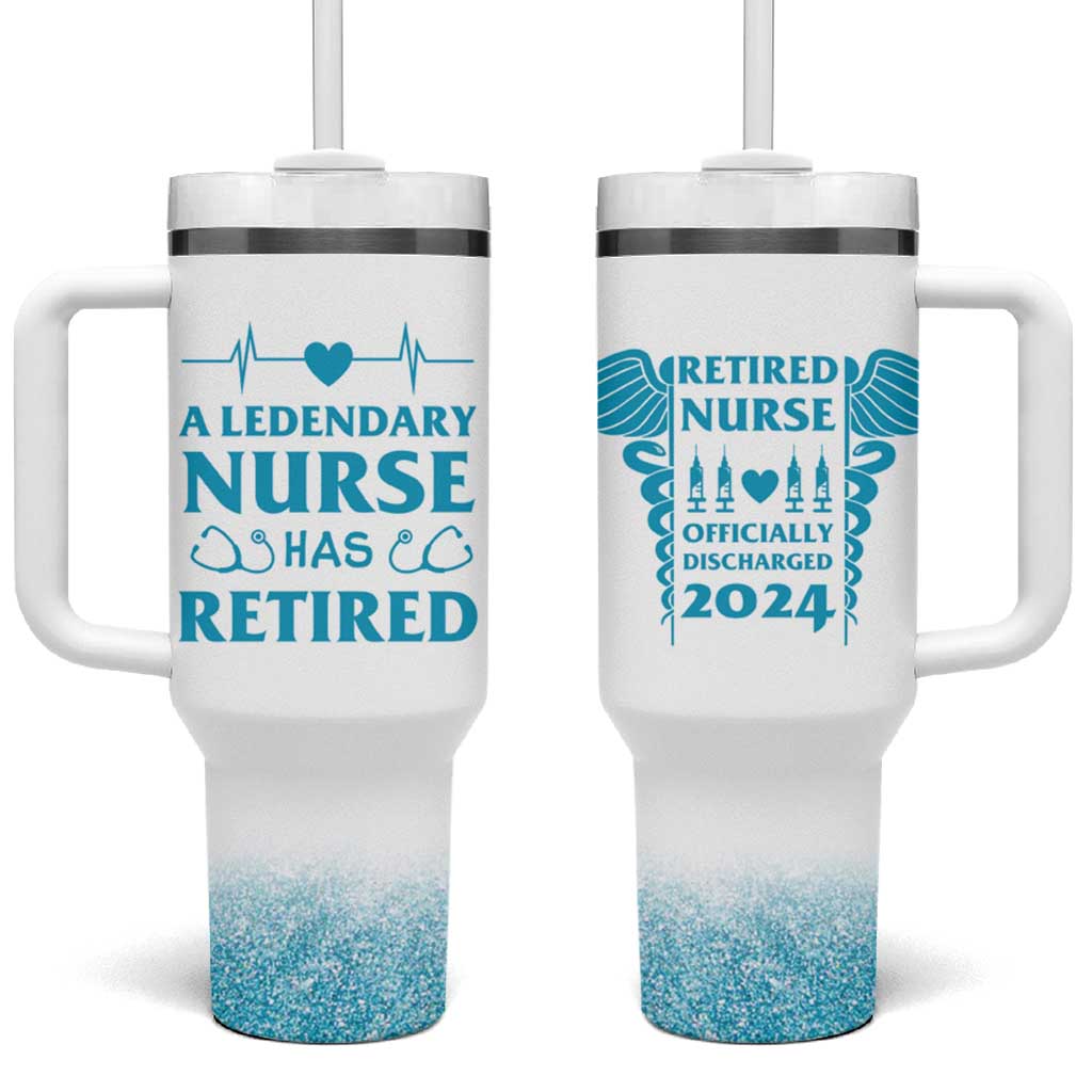 Retired Nurse Tumbler With Handle A Legendary Nurse Has Retired Officially Discharged 2024 - Wonder Print Shop