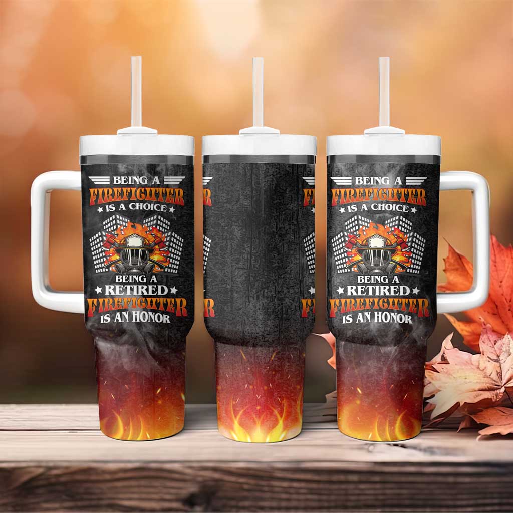 Retired Firefighter Tumbler With Handle Being A Retired Firefighter Is An Honor Retirement Gift - Wonder Print Shop