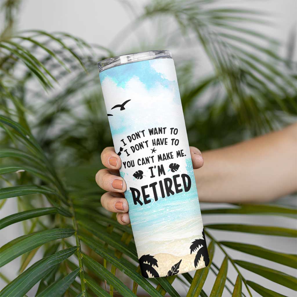 Retirement Gifts For Women Skinny Tumbler Not My Problem Anymore Beach Trip - Wonder Print Shop