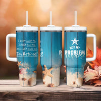 Happy Retirement Travel Tumbler With Handle You Can't Make Me I'm Retired Beach Lover - Wonder Print Shop
