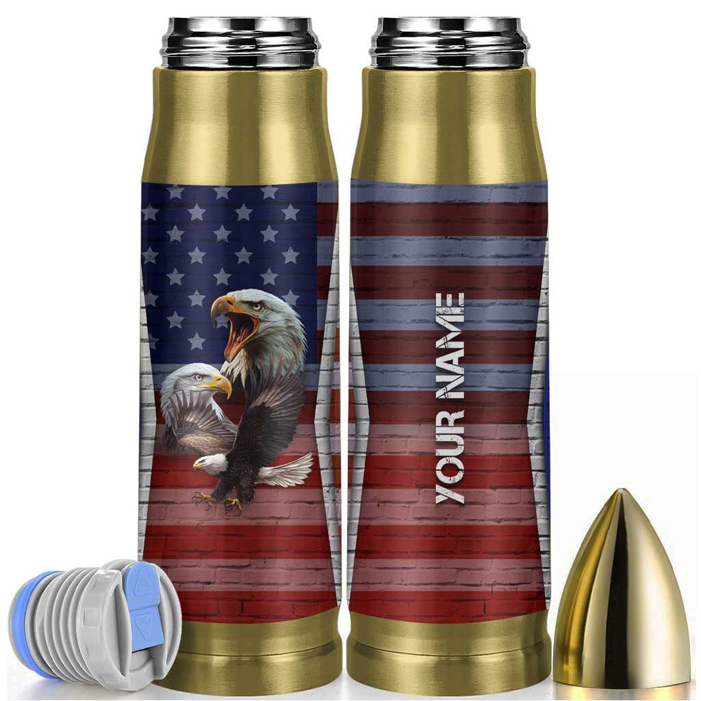 Personalized Eagle American Flag Bullet Tumbler Custom Name Patriotic Gifts For Men