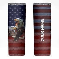 Personalized Eagle American Flag Skinny Tumbler Custom Name Patriotic Gifts For Men