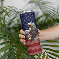 Personalized Eagle American Flag Skinny Tumbler Custom Name Patriotic Gifts For Men