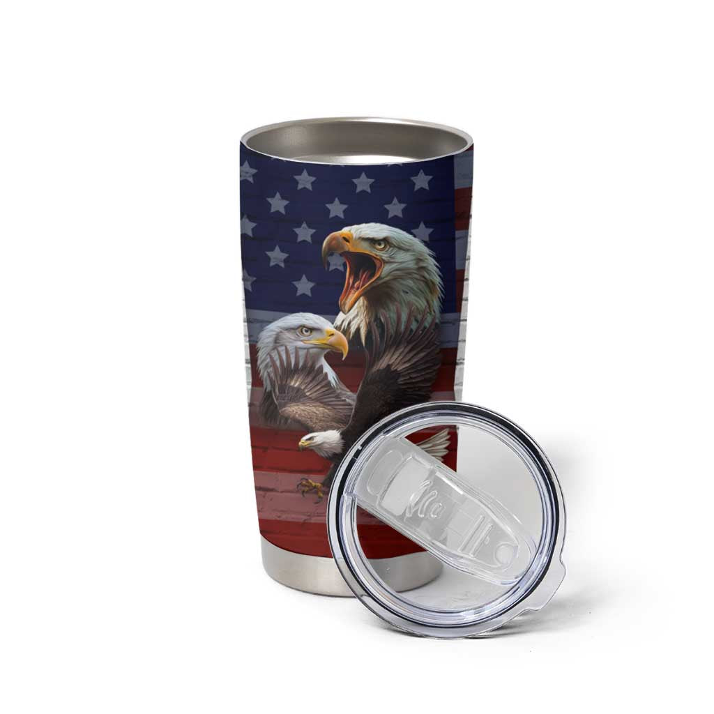 Personalized Eagle American Flag Tumbler Cup Custom Name Patriotic Gifts For Men