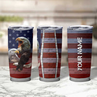 Personalized Eagle American Flag Tumbler Cup Custom Name Patriotic Gifts For Men