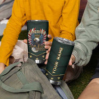 Personalized American Patriot Tumbler Cup Custom Name Land Of The Free Because Of The Brave