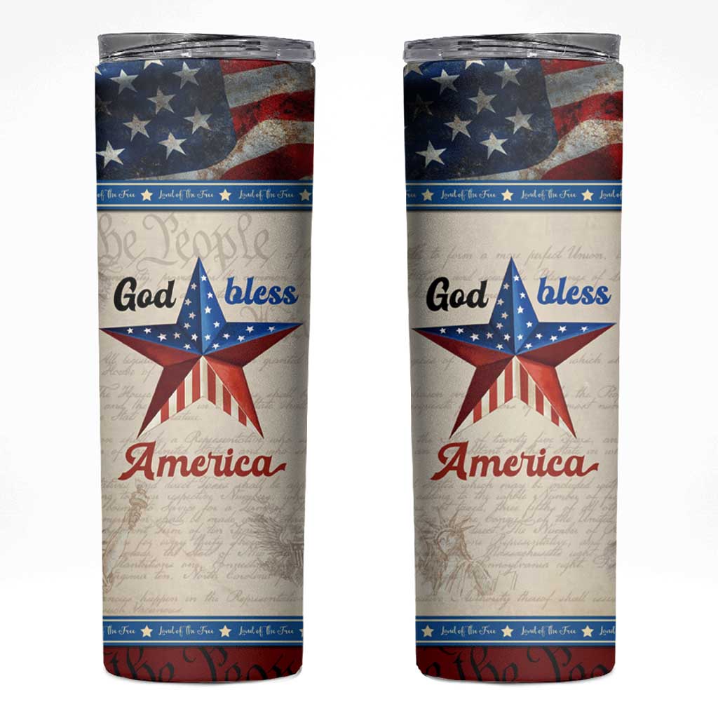 American Patriot Christian Skinny Tumbler God Bless America