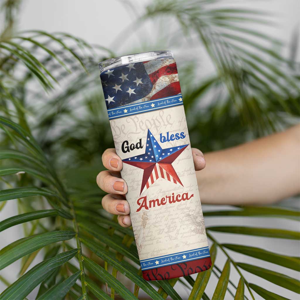 American Patriot Christian Skinny Tumbler God Bless America