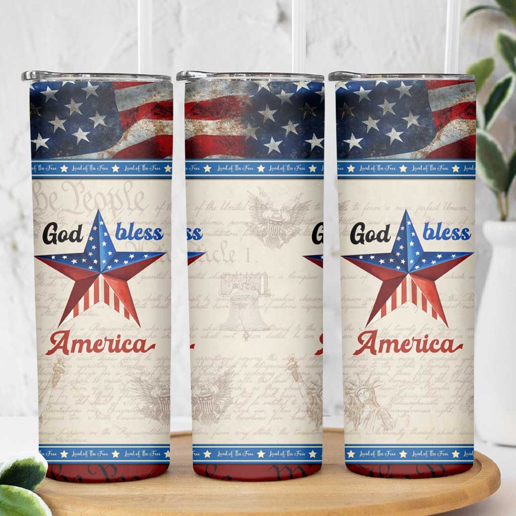 American Patriot Christian Skinny Tumbler God Bless America
