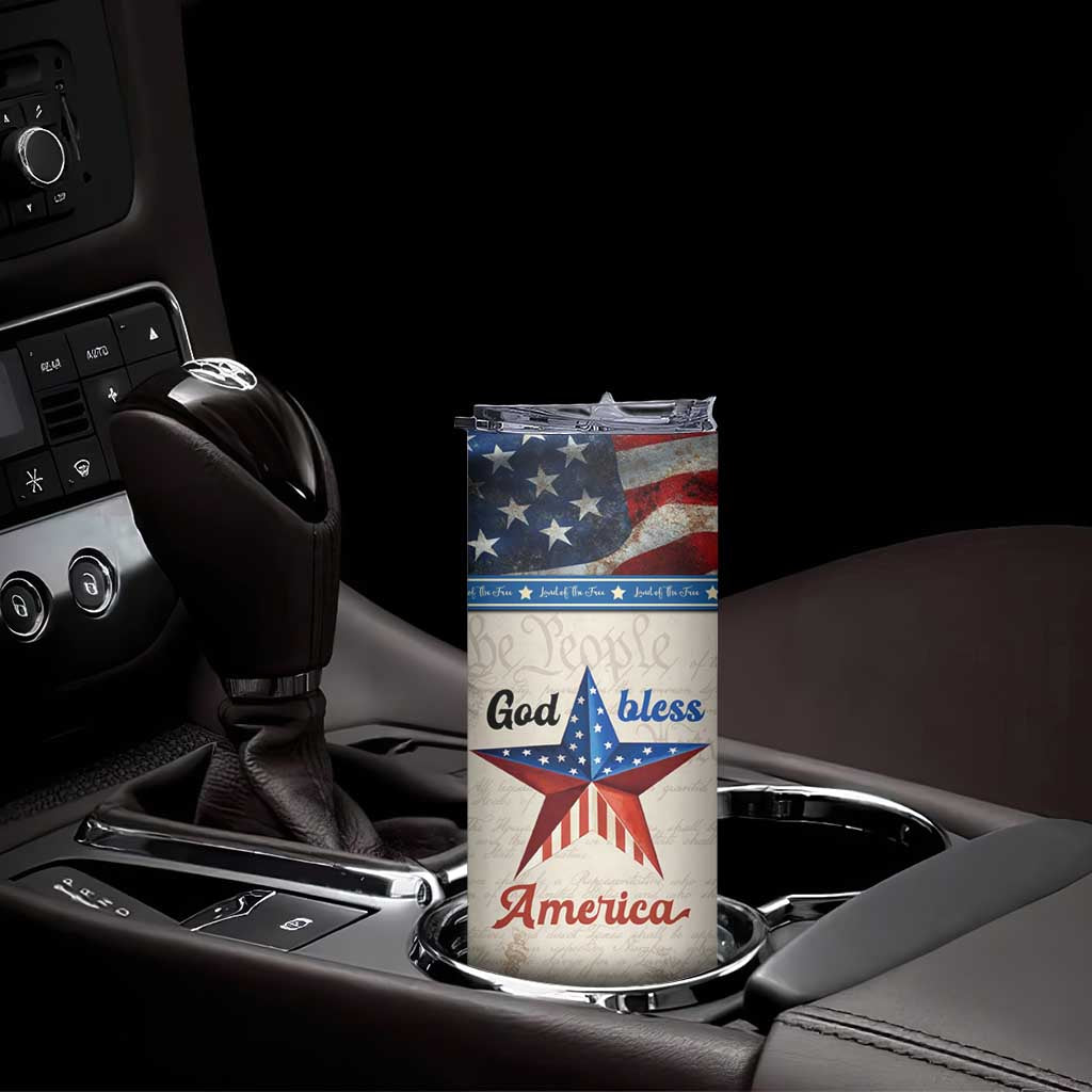 American Patriot Christian Skinny Tumbler God Bless America
