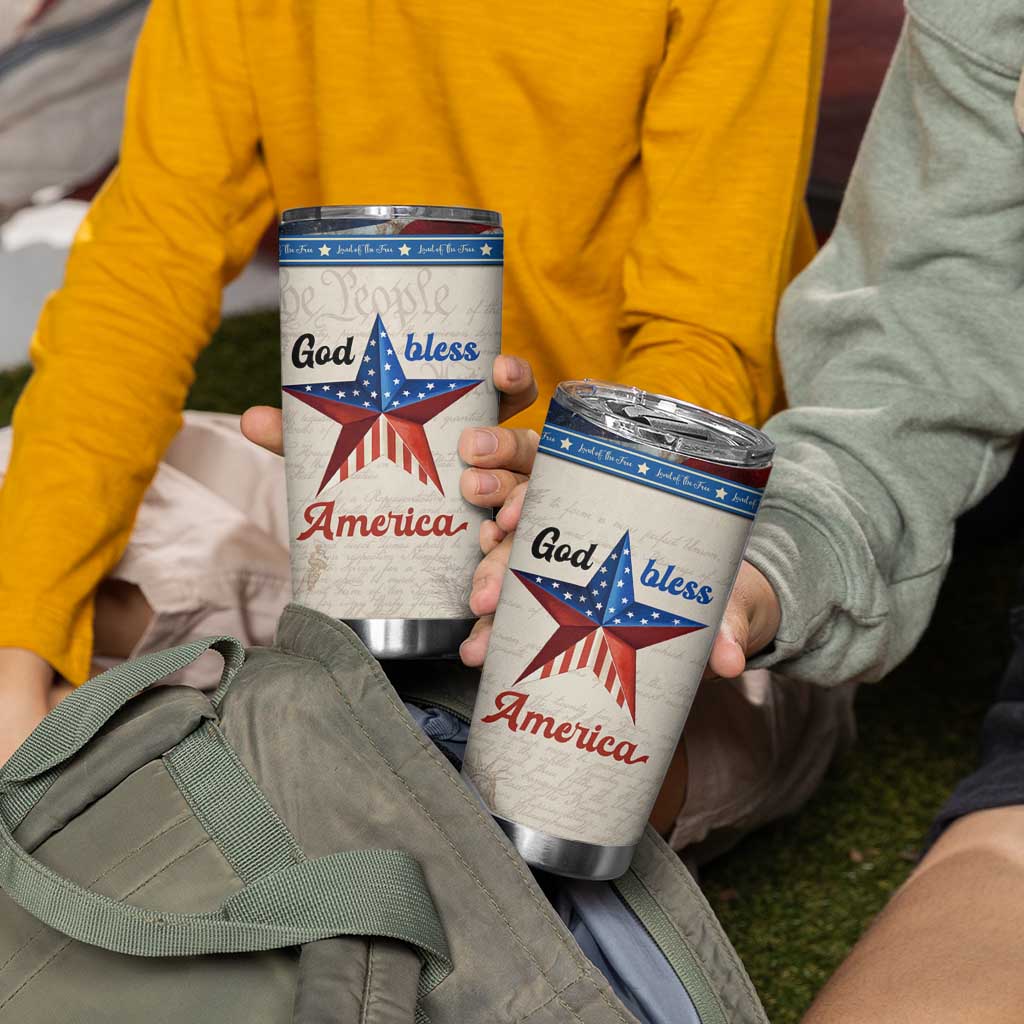 American Patriot Christian Tumbler Cup God Bless America