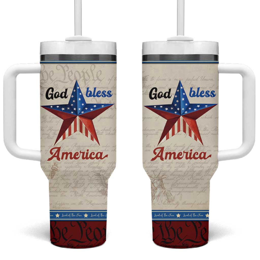American Patriot Christian Tumbler With Handle God Bless America
