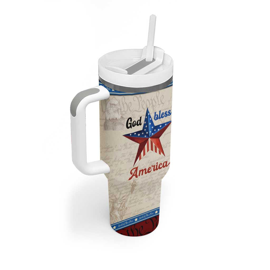 American Patriot Christian Tumbler With Handle God Bless America