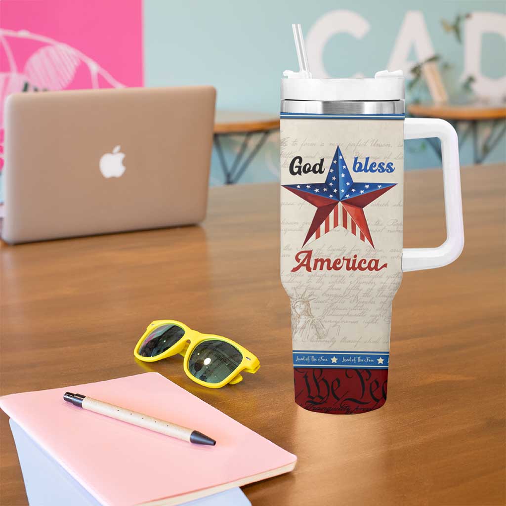 American Patriot Christian Tumbler With Handle God Bless America