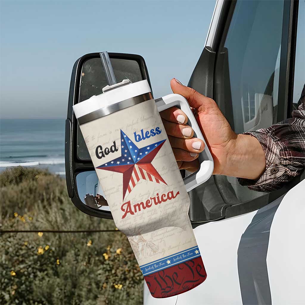 American Patriot Christian Tumbler With Handle God Bless America