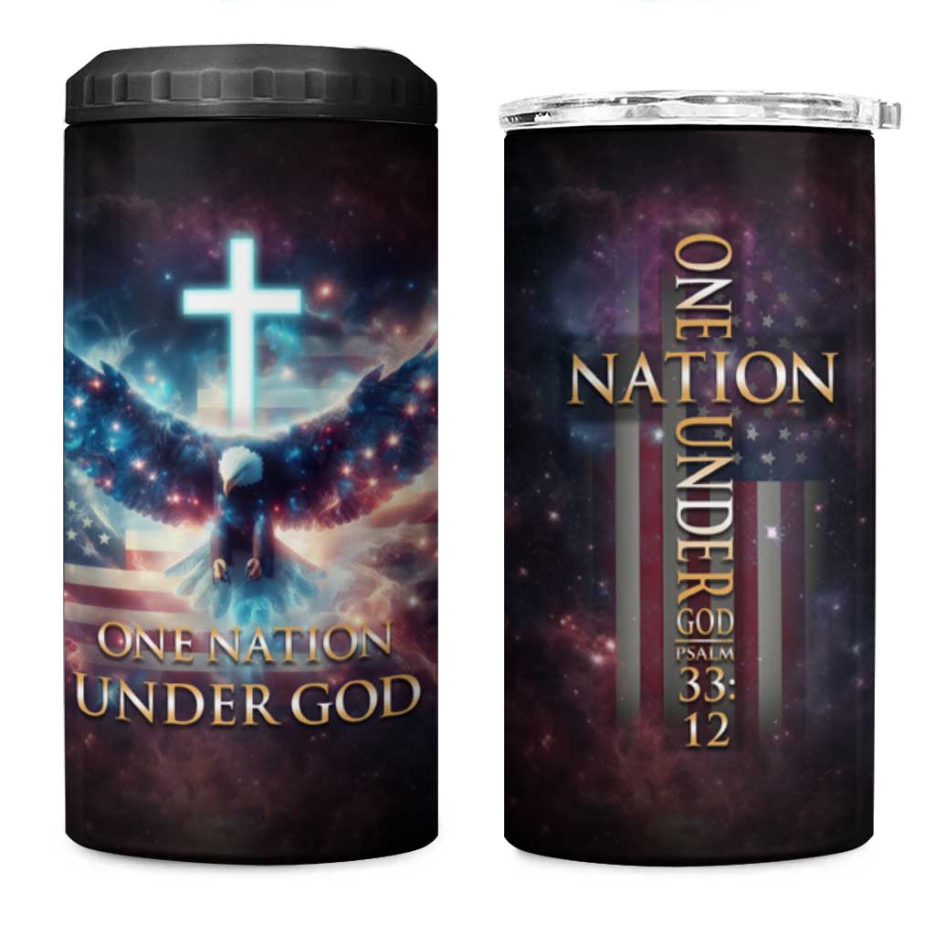 American Patriot Christian 4 in 1 Can Cooler Tumbler One Nation Under God