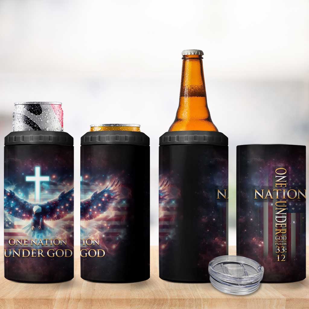 American Patriot Christian 4 in 1 Can Cooler Tumbler One Nation Under God