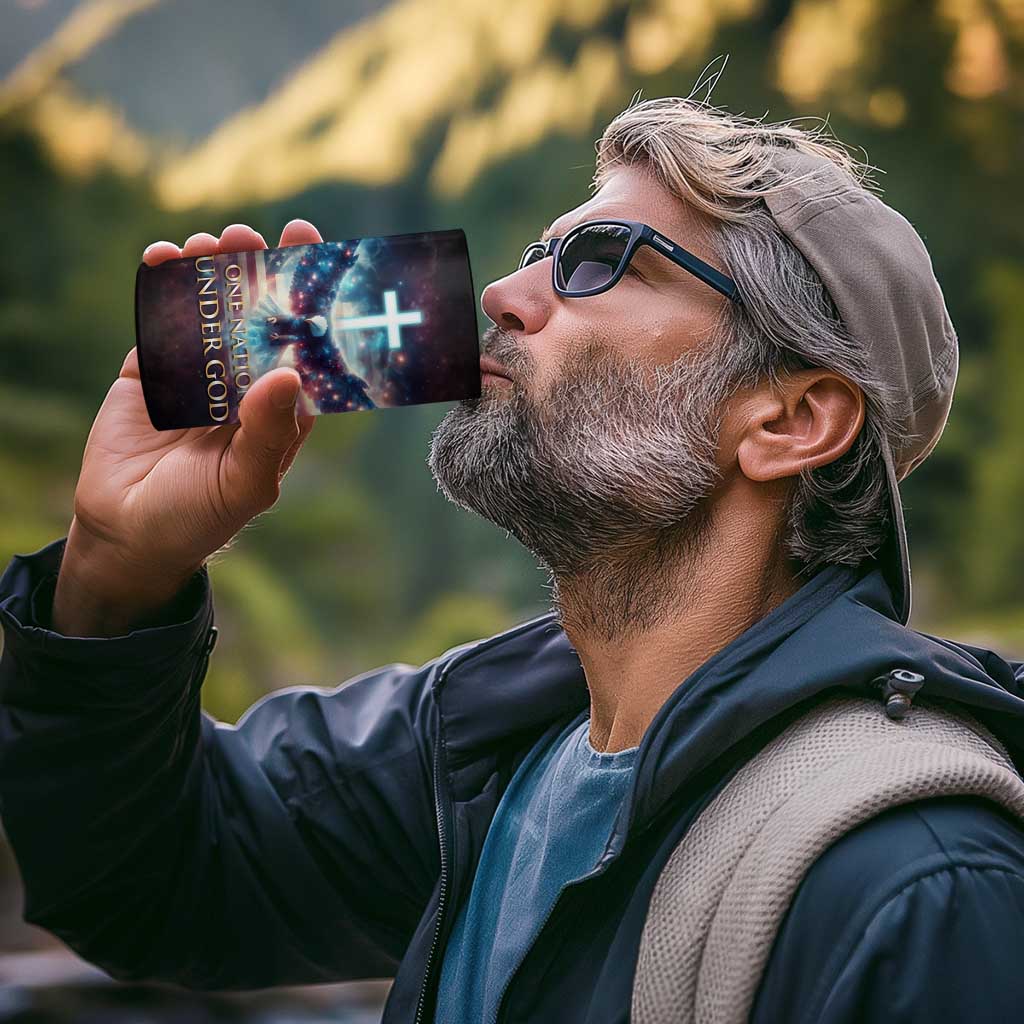 American Patriot Christian 4 in 1 Can Cooler Tumbler One Nation Under God