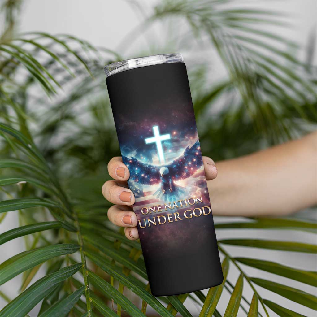 American Patriot Christian Skinny Tumbler One Nation Under God