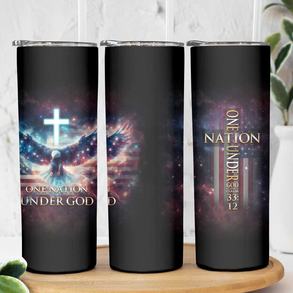 American Patriot Christian Skinny Tumbler One Nation Under God