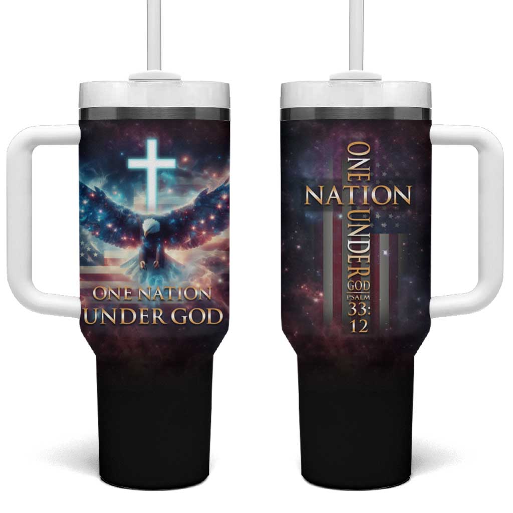 American Patriot Christian Tumbler With Handle One Nation Under God