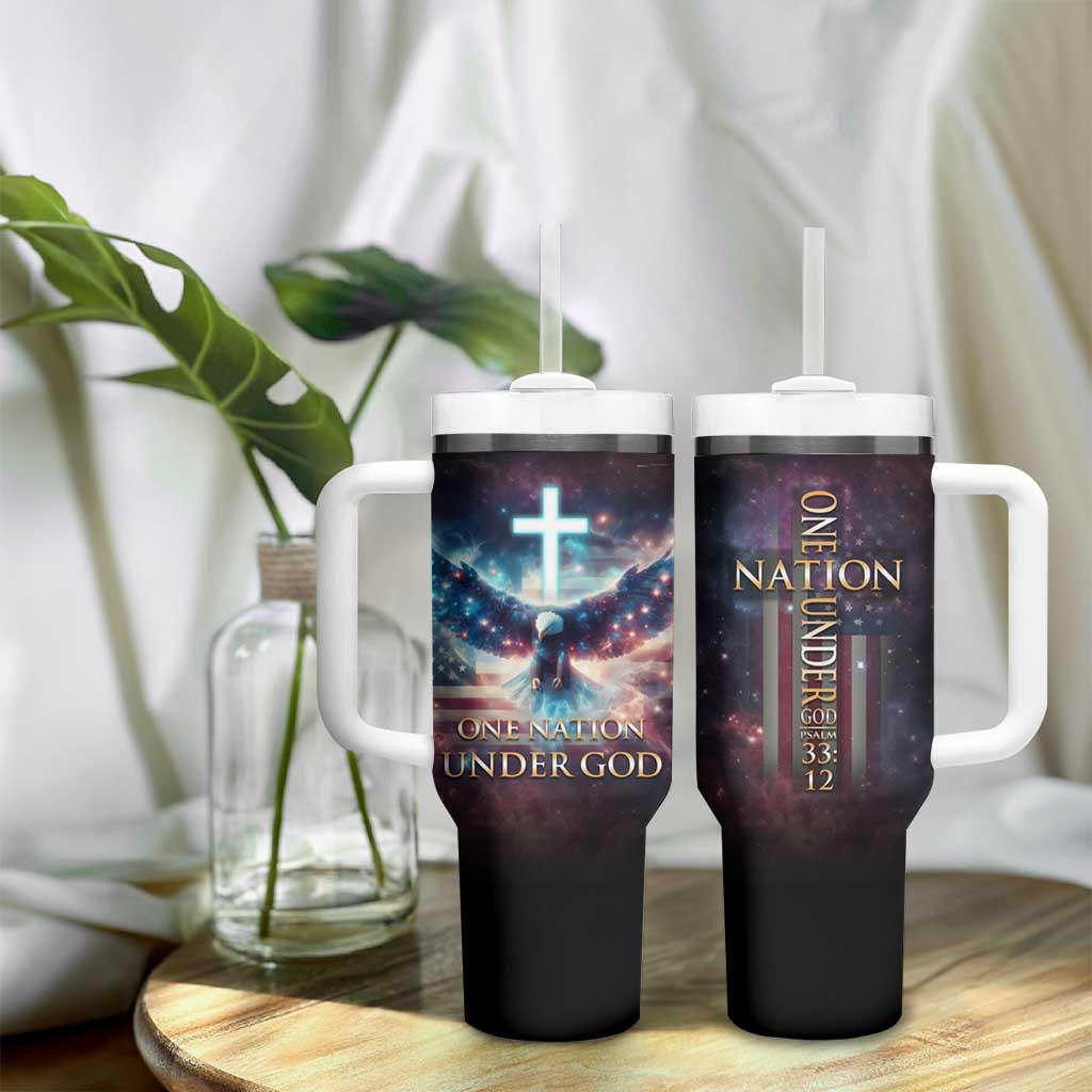 American Patriot Christian Tumbler With Handle One Nation Under God