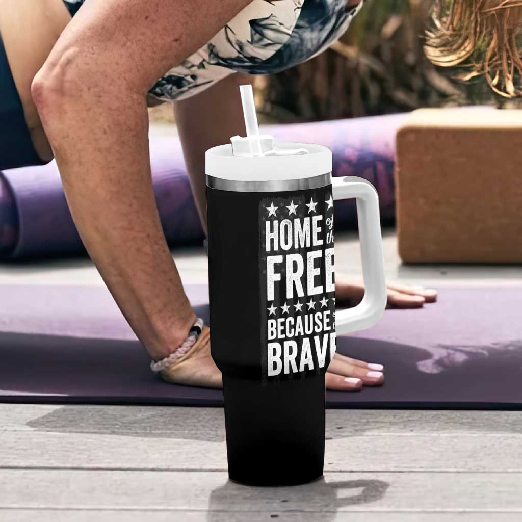 American Patriot Tumbler With Handle Home Of The Free Because Of The Brave