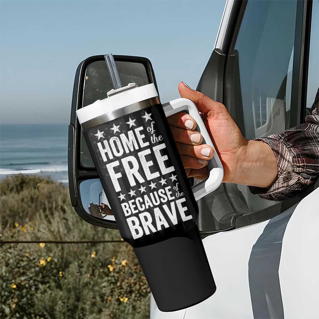 American Patriot Tumbler With Handle Home Of The Free Because Of The Brave