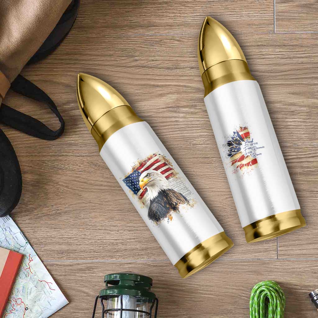 American Patriot Bullet Tumbler Land Of The Free Because Of The Brave